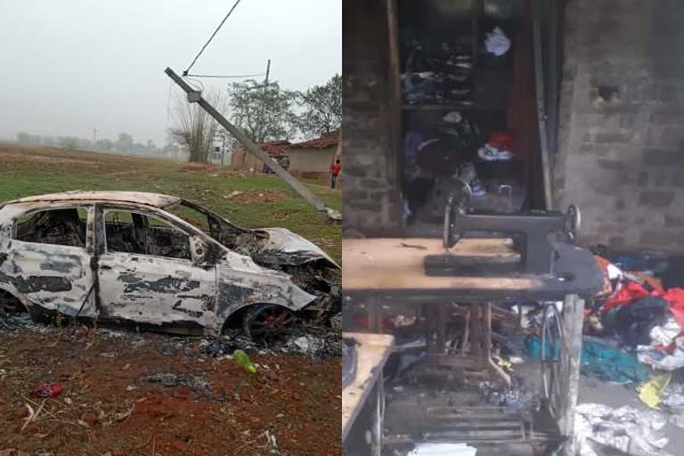 car and shop caught fire in giridih