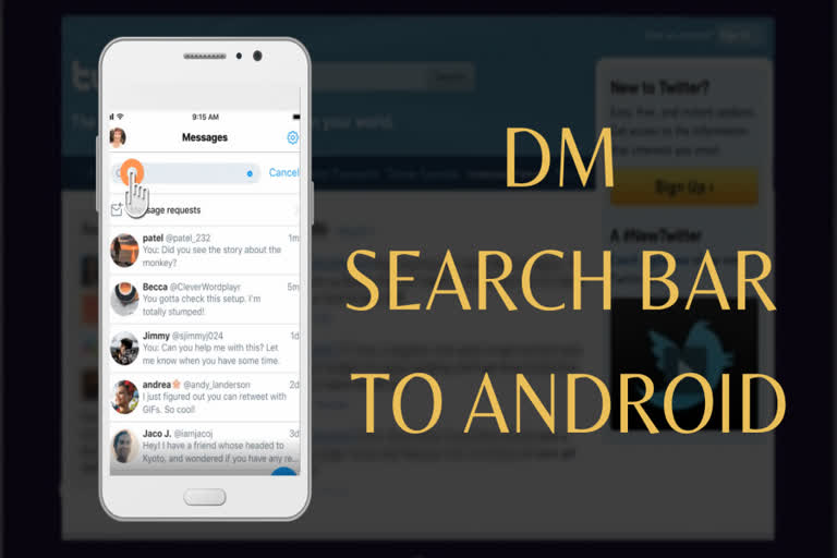 Twitter, DM search bar to Android