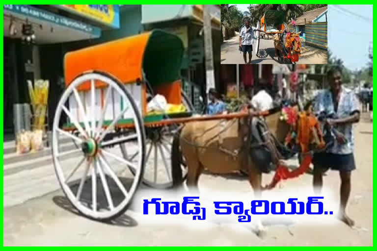 During Curfew period, the horse Cart was transformed to a carrier of goods in Ayinapalli