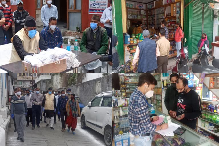 cabinet-minister-ganesh-joshi-distributed-masks-sanitizer-in-mussoorie