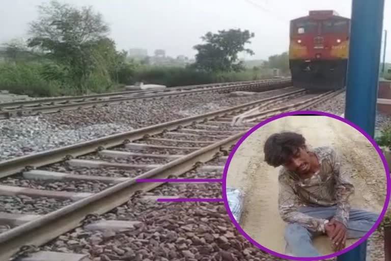 Person saved narrowly due to train collision in ghaziabad