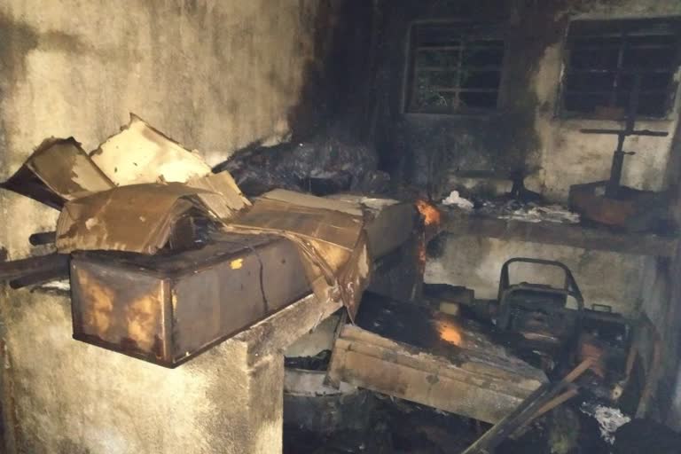 fire in tebko police stations warehouse in chaibasa