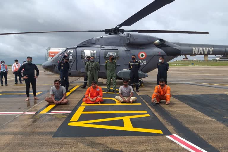 Rescue of those caught at sea by the Indian Navy