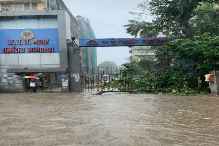 Rain water enter Nair Hospital premise