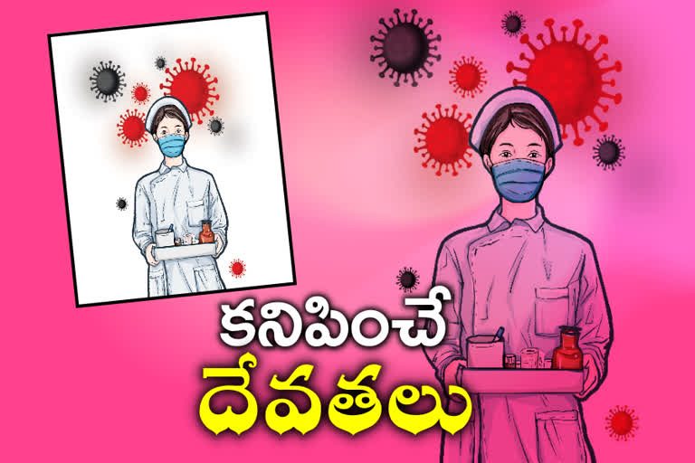 కొవిడ్‌ బాధితులకు అన్నీ తామై సేవలందిస్తున్న నర్సులు