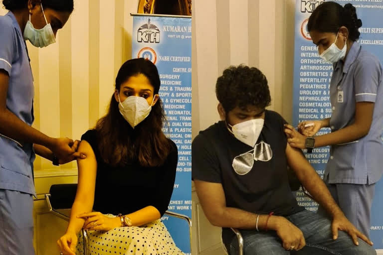 Nayanthara and Vignesh Shivan get their COVID 19 vaccination  കൊവിഡ് പ്രതിരോധ വാക്‌സിന്‍റെ ആദ്യ ഡോസ് സ്വീകരിച്ച് നയന്‍സും വിക്കിയും  വാക്‌സിന്‍റെ ആദ്യ ഡോസ് സ്വീകരിച്ച് നയന്‍സും വിക്കിയും  നയന്‍താര വിഘ്‌നേഷ് ശിവന്‍  നയന്‍താര വാക്‌സിന്‍ സ്വീകരിച്ചു  വിഘ്‌നേഷ് ശിവന്‍ വാക്‌സിന്‍ സ്വീകരിച്ചു  നയന്‍താര വിഘ്‌നേഷ് ശിവന്‍ വാര്‍ത്തകള്‍  Nayanthara and Vignesh Shivan  Nayanthara and Vignesh Shivan news  Nayanthara COVID 19 vaccination  Vignesh Shivan COVID 19 vaccination