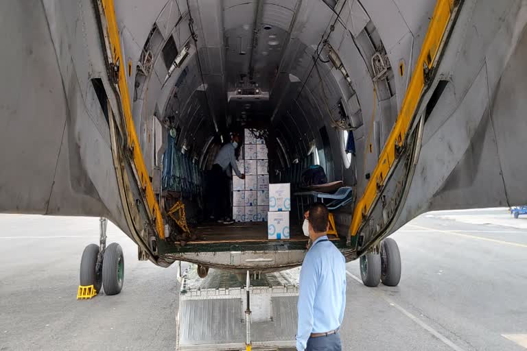 Medical equipment arrived by special Air Force aircraft at Patna Airport on Thursday