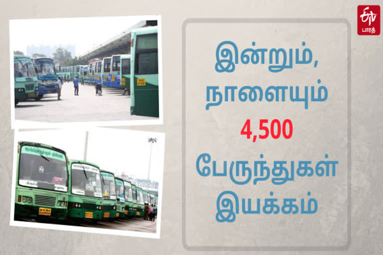 tamilnadu buses operating for two days, lockdown without relaxation, oneweek lockdown, 4500 buses