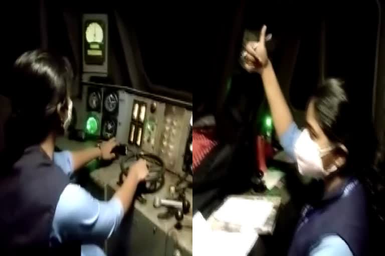 Oxygen Express train  Women crew piloted Oxygen Express  Oxygen Express train reaches Bengaluru  ഓക്സിജൻ എക്സ്പ്രസ് ട്രെയിൻ  വനിതാ സംഘം നയിച്ച ഓക്സിജൻ എക്സ്പ്രസ്  covid india  indian railway