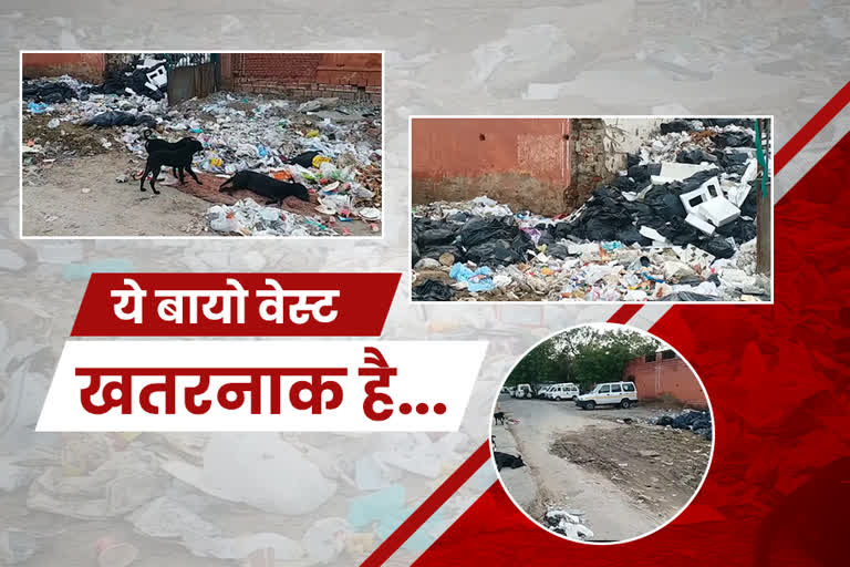 Bio medical waste piled outside Jaipur's SMS hospital