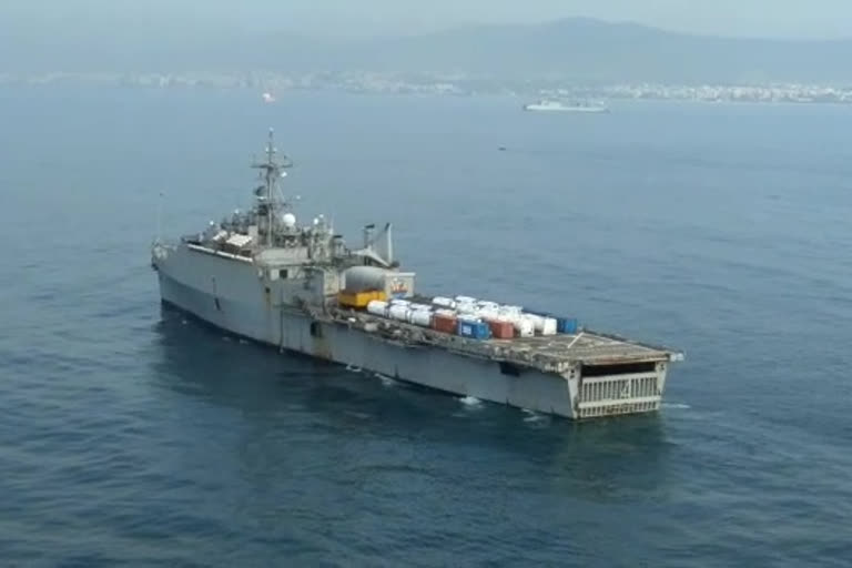 navy ship reached with medical oxygen to india