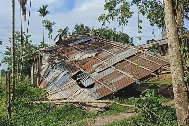 heavy damage caused by heavy wind in Karimganj