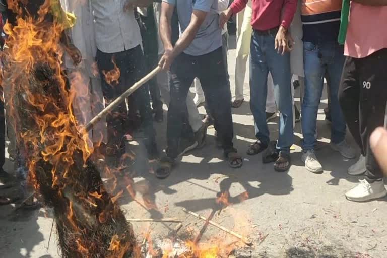 farmers burnt effigie of prime minister observing black day