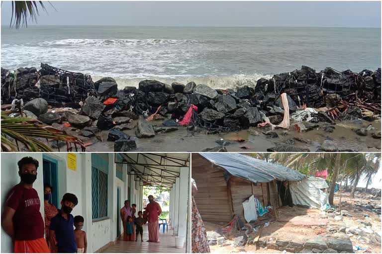 taukae cyclone news  tauktae cyclone displaced families news  displaced families still in relief camps  disturbed sea kozhikode news  relief camps news  taukae cyclone updates  community kitchen news  shanthinagar colony people  shanthinagar people  ടൗട്ടെ ചുഴലിക്കാറ്റ് വാർത്ത  ടൗട്ടെ ചുഴലിക്കാറ്റ് കടൽക്ഷോഭ വാർത്ത  ദുരിതാശ്വാസ ക്യാമ്പിൽ തുടരുന്നു  കമ്യൂണിറ്റി കിച്ചൺ മുഖേന ഭക്ഷണം  ആശങ്കയൊഴിയാതെ ശാന്തിനഗർ വാസികൾ  ടൗട്ടെ ചുഴലിക്കാറ്റ് ദുരിതാശ്വാസ ക്യാമ്പ് വാർത്ത