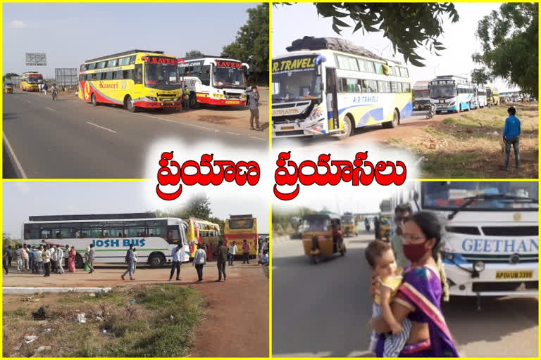 telangana police stopped private travels at kurnool border