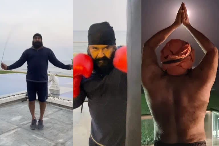 actor mohanlal latest workout video viral on social media  സൂര്യനമസ്‌കാരവും വര്‍ക്കൗട്ടുമായി ലാലേട്ടന്‍റെ ലോക്ക്‌ഡൗണ്‍  മോഹന്‍ലാല്‍ വര്‍ക്കൗട്ട് വീഡിയോ  മോഹന്‍ലാല്‍ വാര്‍ത്തകള്‍  നടന്‍ മോഹന്‍ലാല്‍  മോഹന്‍ലാല്‍ സിനിമകള്‍  മോഹന്‍ലാല്‍ ബറോസ്  ബറോസ് സിനിമ വാര്‍ത്തകള്‍  mohanlal latest workout video viral on social media  mohanlal latest workout video  mohanlal workout video viral