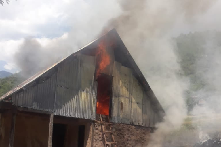 A residential shed ash in the fire