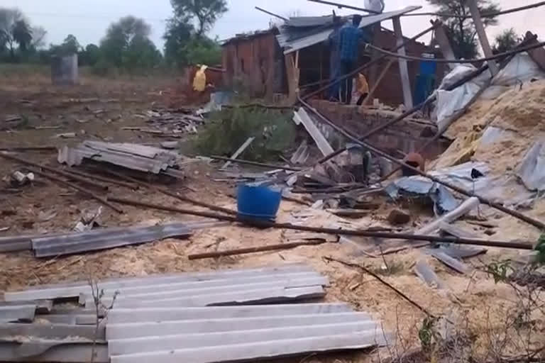 झालावाड़ जिले में भारी बारिश, तूफान में कई पेड़ धराशाई, Heavy rain in Jhalawar district , Many trees fall in the storm , Electricity cut in dozen villages