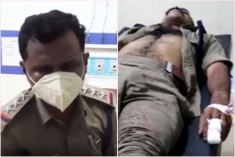 Policemen at Thenmala station  attacked by a fake VAT gang  തെന്‍മല സ്റ്റേഷൻ  പൊലീസുകാരെ വ്യാജ വാറ്റ് സംഘം ആക്രമിച്ചു  വ്യാജ വാറ്റ് സംഘം