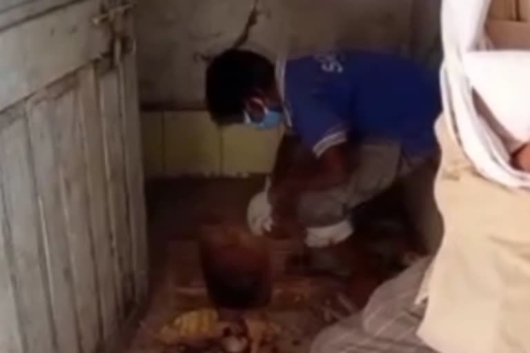 Corona center toilet cleaning by child in buldana