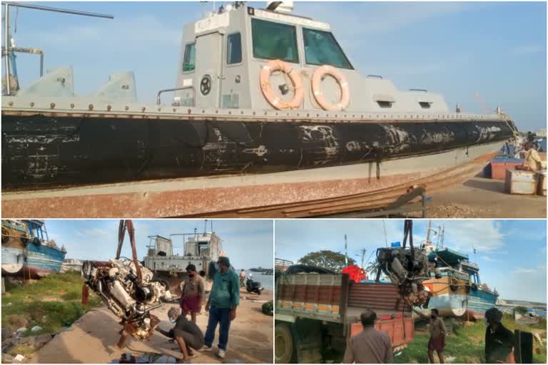 The engines of the Vizhinjam Coastal Police boat were taken to Beypore  Vizhinjam Coastal Police  Beypore  വിഴിഞ്ഞം കോസ്റ്റൽ പൊലീസ്  ബേപൂർ  Coastal Police  നീണ്ടകര സ്റ്റേഷൻ  പൂവാർ  അഞ്ചുതെങ്ങ്