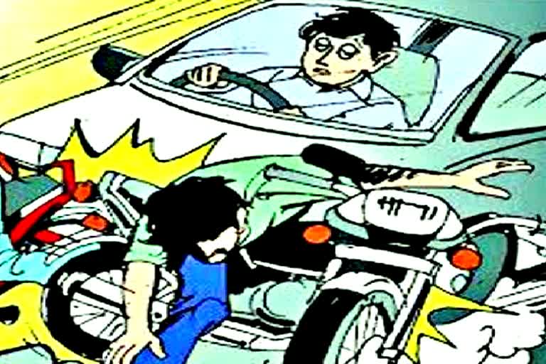 car bike collision  car bike collision in dausa  dausa news  road accident  दौसा न्यूज  कार और बाइक की टक्कर  हादसे की खबर