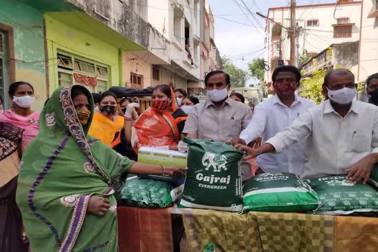 rice distributed to poor people by aditya krishna charitable trust