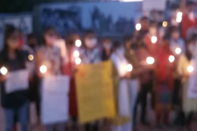 Students took out candle march regarding Hathras case