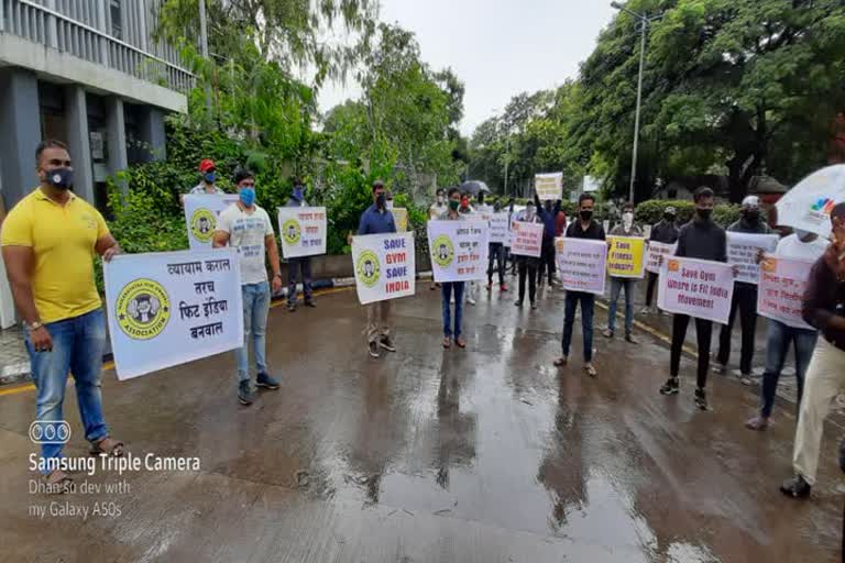  Jim owners agitation for opening Jim at pune collector office