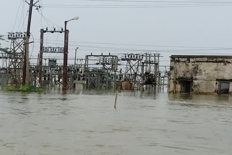 Flood water enters power station