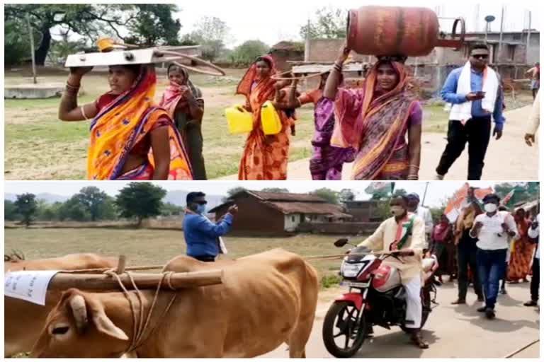 congress-protested-against rising price of petrol and diesel