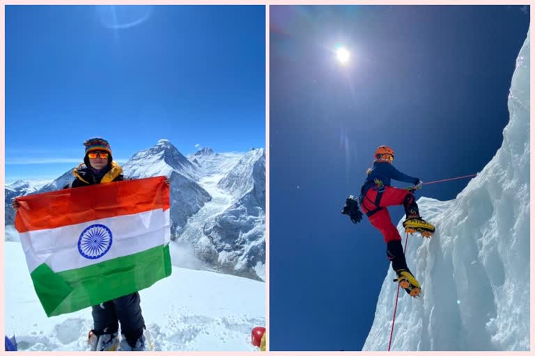 पुमोरी चोटी पर फतह करने के बाद बलजीत कौर ने फहराया झंडा