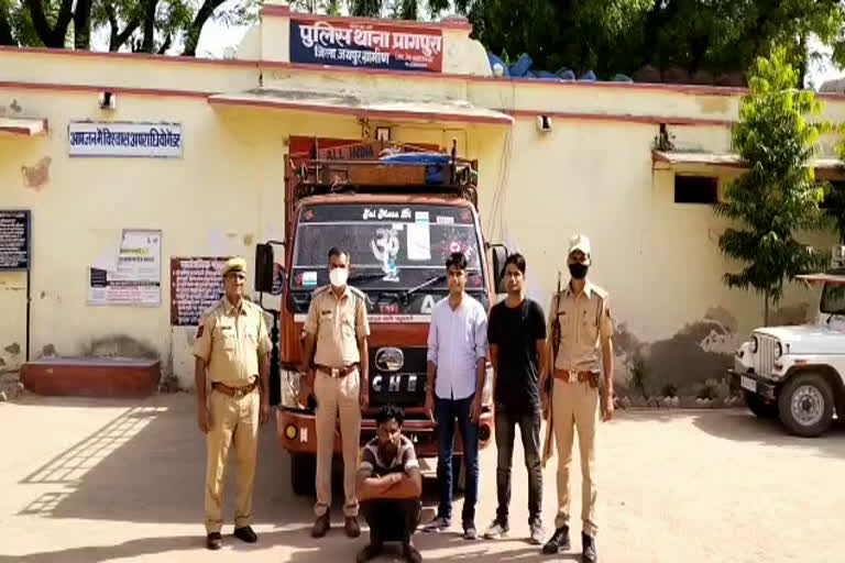 stolen truck recovered,  Jaipur police action