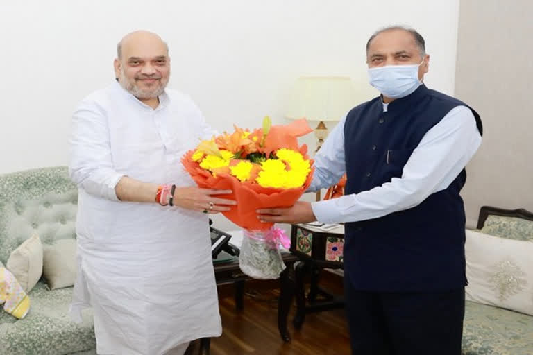 Himachal Pradesh CM  Jai Ram Thakoor meets amit shah  Amit shah news  ഹിമാചൽ പ്രദേശ് മുഖ്യമന്ത്രി ജയ് റാം താക്കൂർ  അമിത് ഷാ വാർത്ത  ജയ് റാം താക്കൂർ വാർത്ത