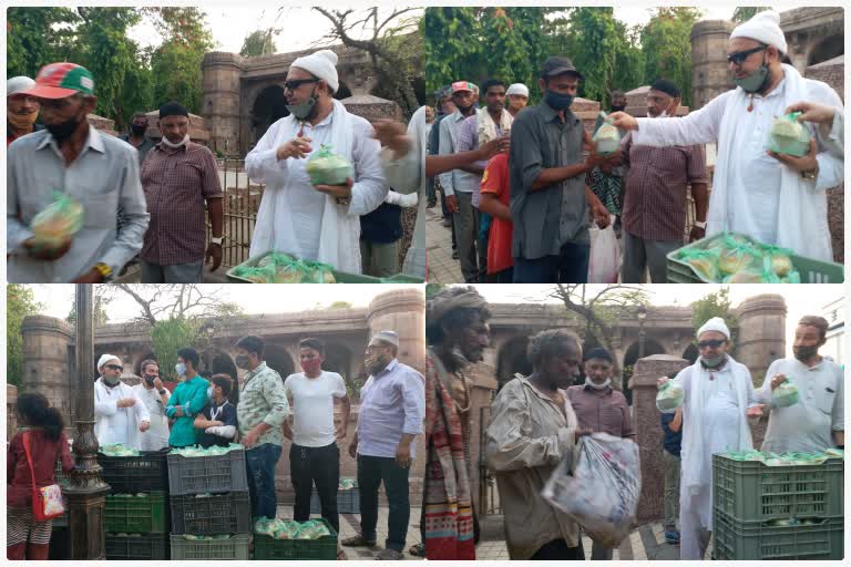 food distribution at sidi saeed ki jali wali masjid in ahmadabad