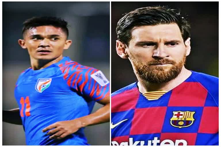 Chhetri in front of Messi