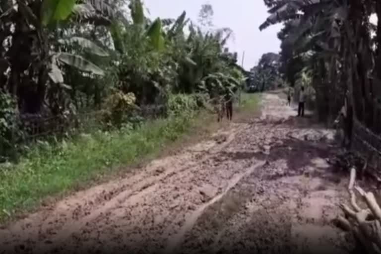 Poor condition of road at Charaihabi gaon