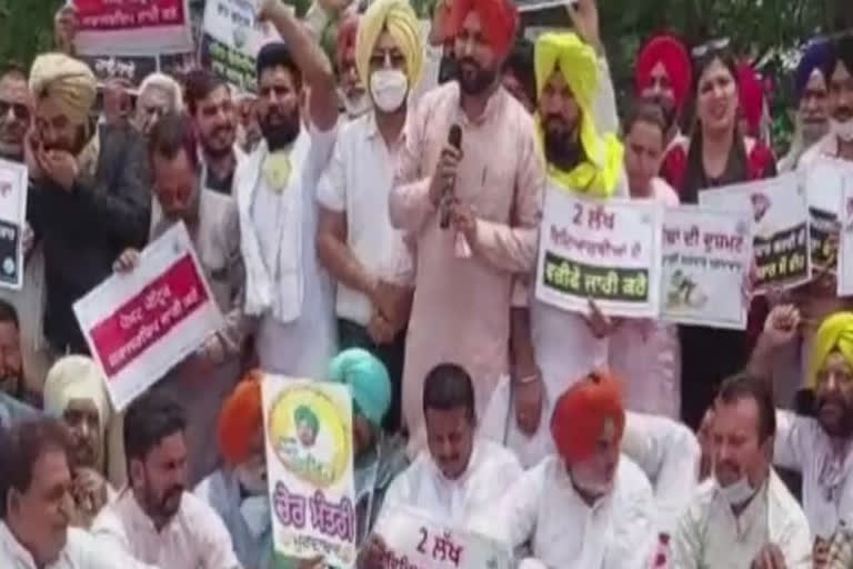 Protest:ਸਕਾਲਰਸ਼ਿਪ ਘੁਟਾਲੇ ਨੂੰ ਲੈ ਕੇ ਆਪ ਨੇ ਕੀਤਾ ਰੋਸ ਪ੍ਰਦਰਸ਼ਨ