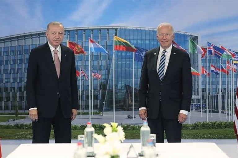 Biden first foreign trip as President  Biden, Erdogan hold 'fruitful and sincere' meeting  G7 Summit  Russian leader Vladimir Putin  Joe Biden and Tayyip Erdogan meet  NATO Summit  US President Joe Biden  ജോ ബൈഡൻ  തുർക്കി പ്രസിഡന്‍റ്  റീസെപ് തയ്യിപ് എർദോഗൻ  ജോ ബൈഡൻ വിദേശ യാത്ര  തുർക്കി  ജി 7 ഉച്ചകോടി  ജോ ബൈഡൻ എർദോഗൻ കൂടിക്കാഴ്‌ച