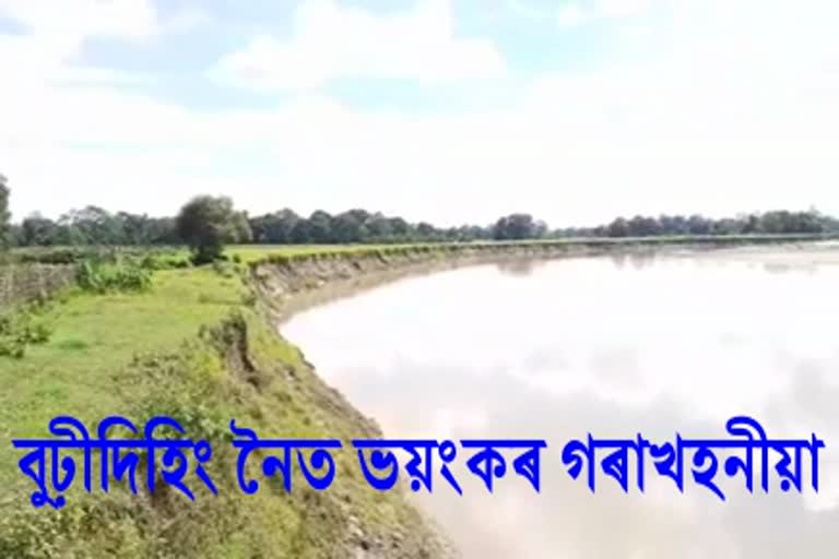 Erosion of Burhidihing river at Bhagamur dibrugarh District