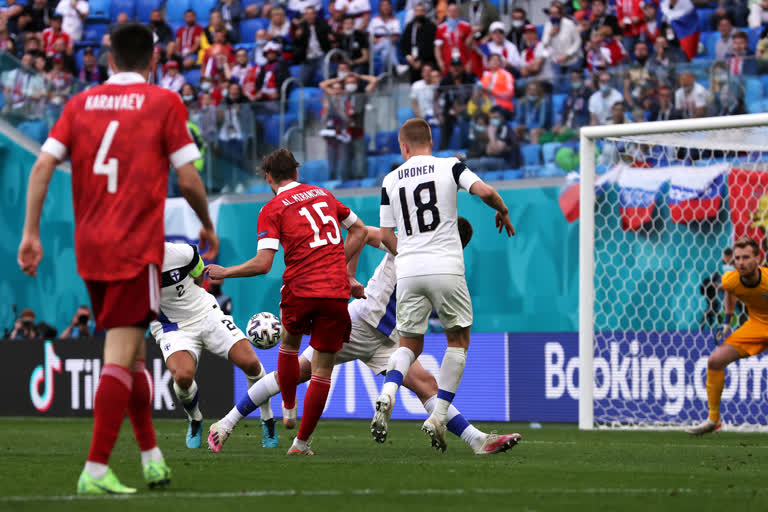 EURO cup  EURO 2020  Russia  Russia celebrate their first win  യൂറോ കപ്പ്: റഷ്യയ്ക്ക് ആദ്യ ജയം  ഫിന്‍ലന്‍ഡ്  റഷ്യ