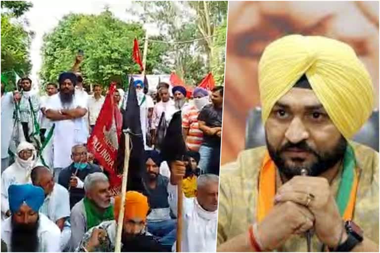 yamunanagar farmers protest against sports minister sandeep singh