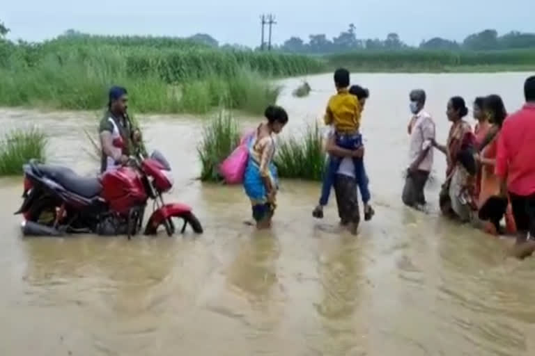 Different areas of Ghatal were submerged in one day's rain