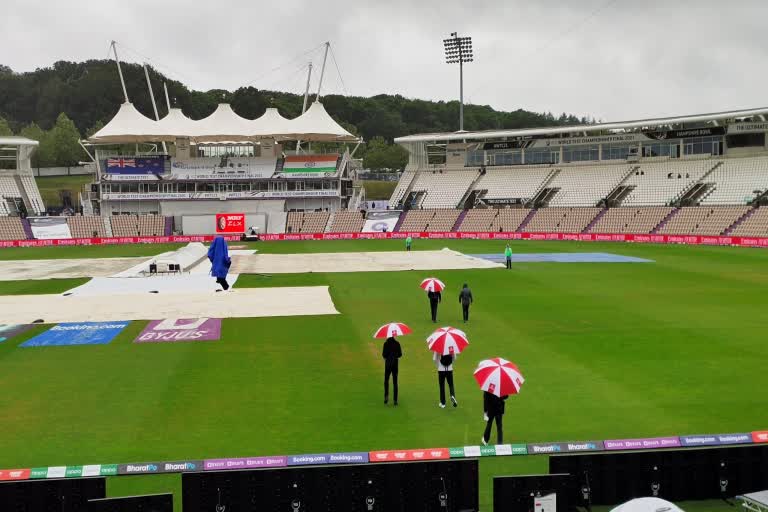 WTC final: Match officials on the field as it continues to drizzle in Southampton