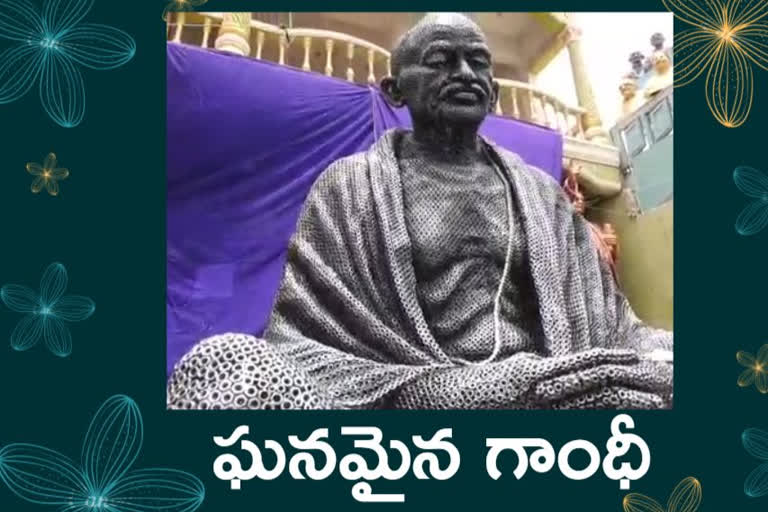 gandhi idol made of iron bolts