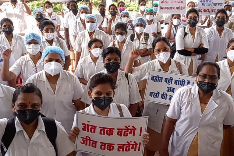 nurses agitation in latur for various demand