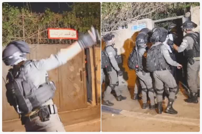 Israeli police throw a grenade at Palestinians to prevent clashes in sheikh jarrah