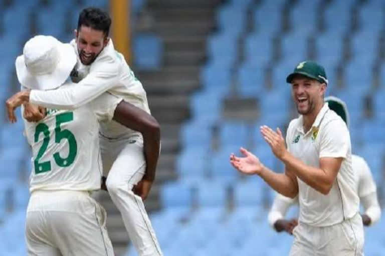 keshav-maharaj-hat-trick-lead-south-africa-to-test-series-win-against-west-indies