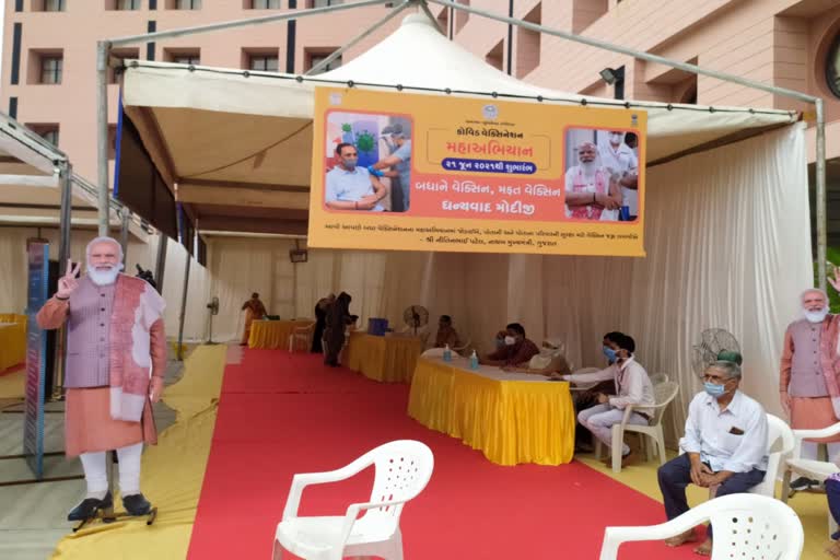 DyCM Nitin Patel launches covid vaccination in Jagannath Temple