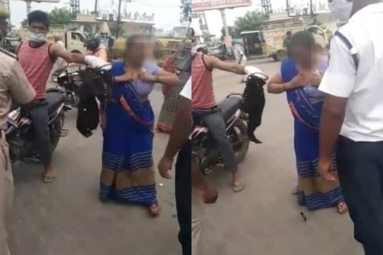 woman and police fight, woman abusing video viral